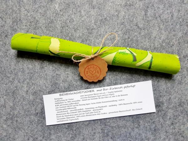 Bienenwachstuch-Birne 4er-Set gerollt